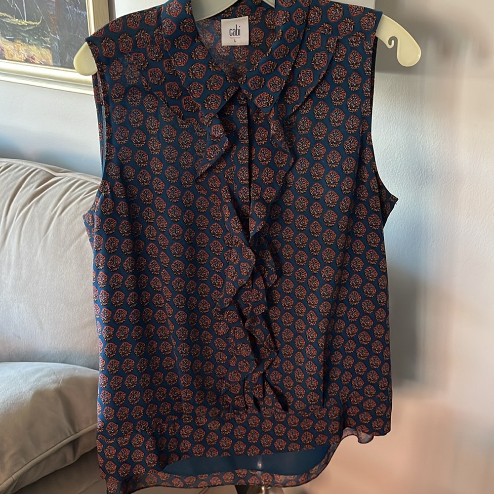 Cabi Blue and Orange Patterned Blouse - Picture 6 of 16